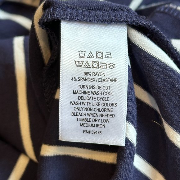 C&C California Dress Midi Tank Jersey Knit Navy White Stripe Coastal Boho SMALL - Picture 3 of 8